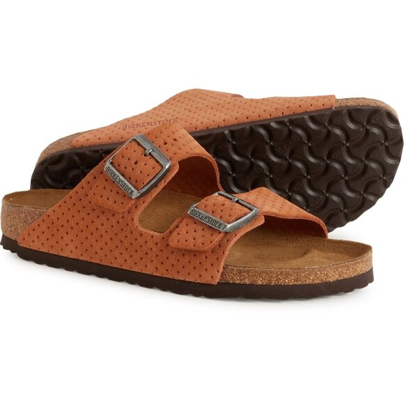 NEW Birkenstock Arizona Embossed Sandals - Suede Burnt Orange unisex 252 - Picture 6 of 10
